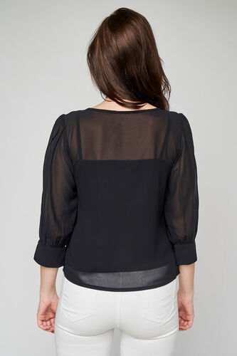 Black Formal Straight Top, Black, image 5